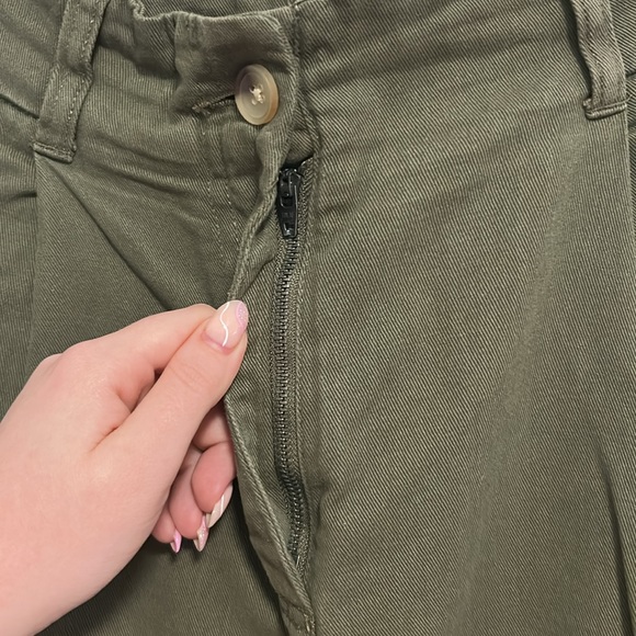 Topshop Green Wide Leg Pants High-Waisted - Picture 5 of 7